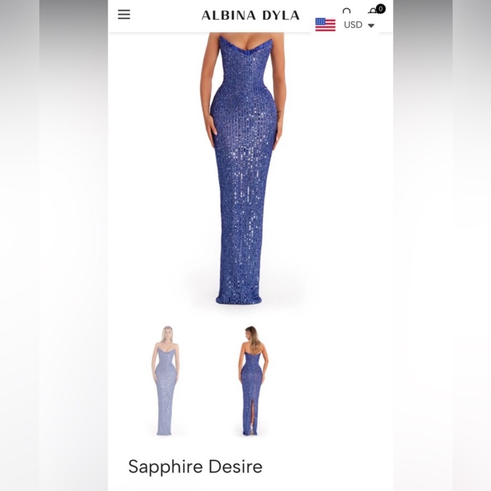 Albina Dyla Sapphire Desire Sequin Mermaid Gown - Blue